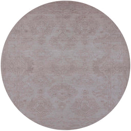 Round Machine Washable Industrial Modern Rosy Brown Pink Rug, wshurb1103