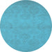 Round Oriental Light Blue Industrial Rug, urb1103lblu