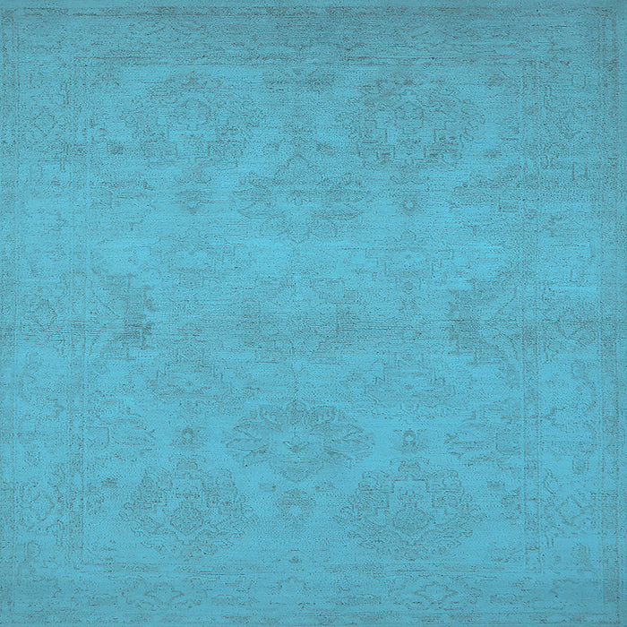 Square Machine Washable Oriental Light Blue Industrial Rug, wshurb1103lblu
