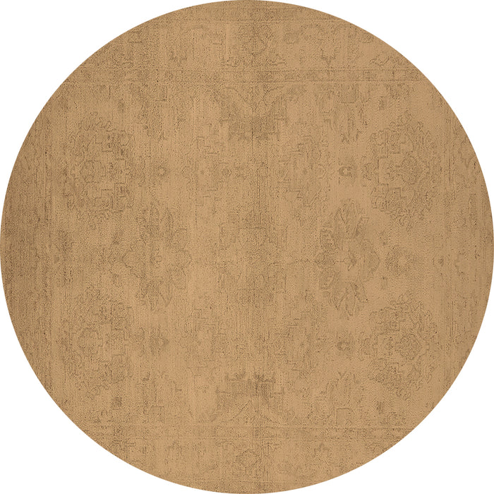 Round Oriental Brown Industrial Rug, urb1103brn