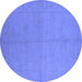 Round Oriental Blue Industrial Rug, urb1104blu