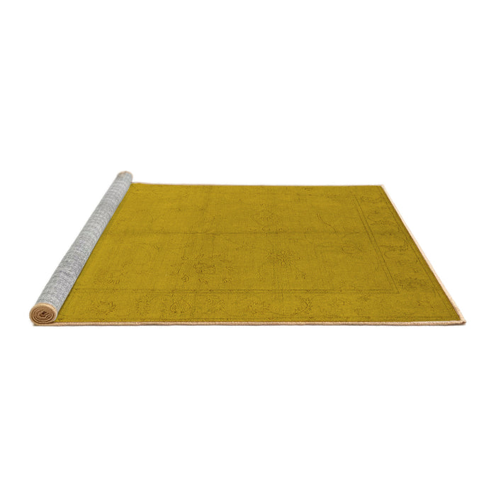 Sideview of Machine Washable Oriental Yellow Industrial Rug, wshurb1104yw