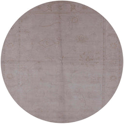 Round Mid-Century Modern Rosy Brown Pink Oriental Rug, urb1104