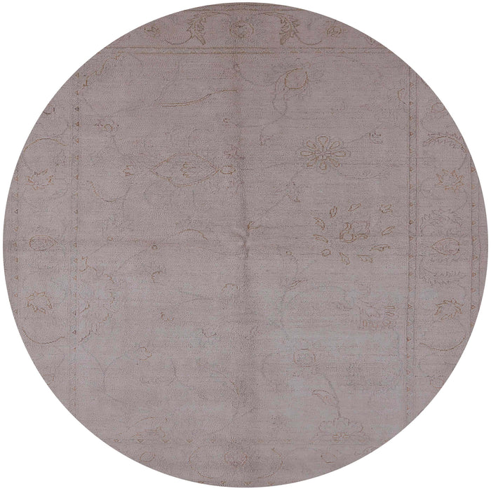 Round Mid-Century Modern Rosy Brown Pink Oriental Rug, urb1104