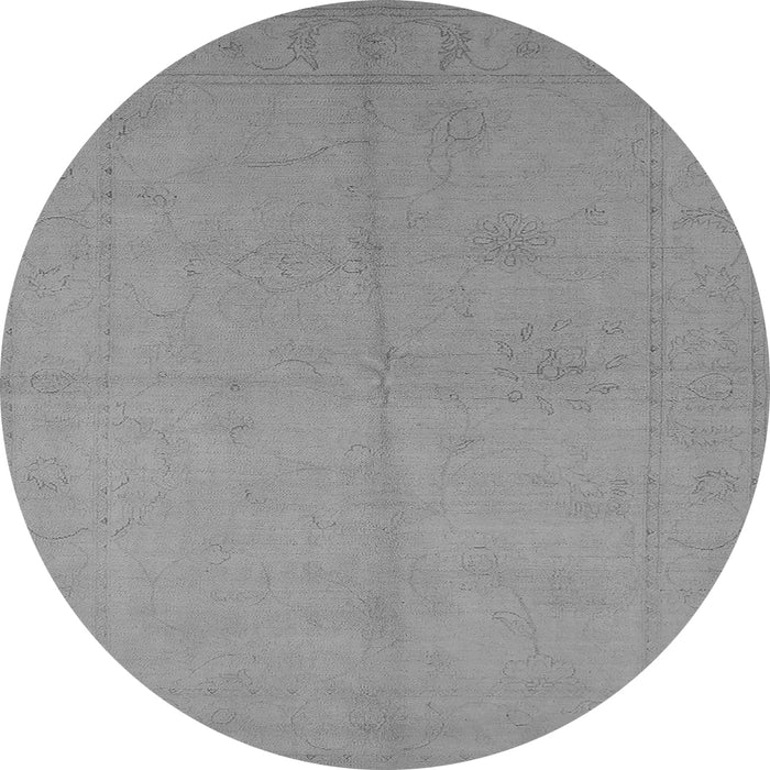 Round Machine Washable Oriental Gray Industrial Rug, wshurb1104gry