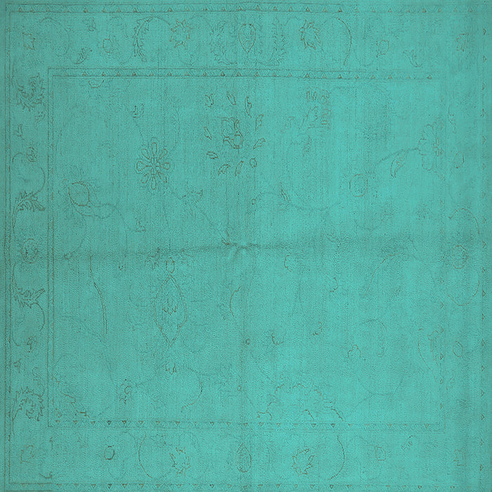 Square Machine Washable Oriental Turquoise Industrial Area Rugs, wshurb1104turq