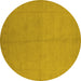 Round Oriental Yellow Industrial Rug, urb1104yw