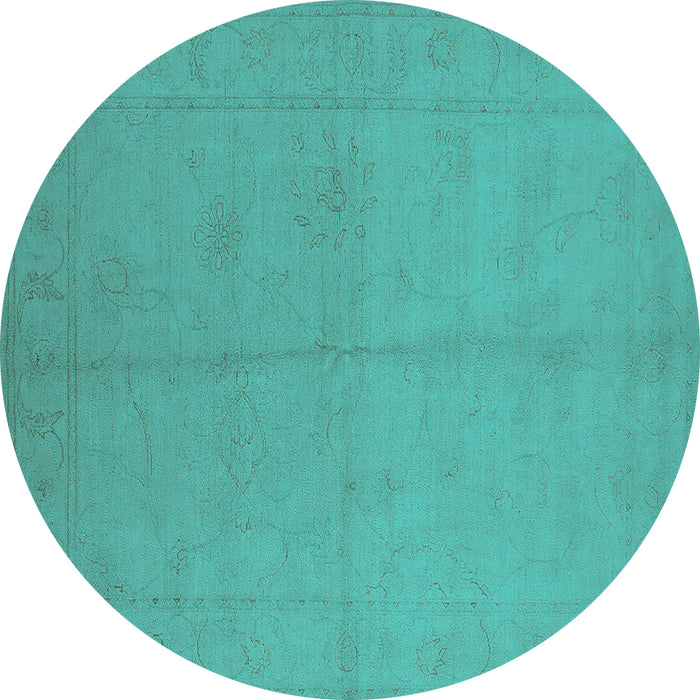 Round Oriental Turquoise Industrial Rug, urb1104turq