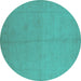 Round Oriental Turquoise Industrial Rug, urb1104turq