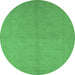 Round Oriental Emerald Green Industrial Rug, urb1104emgrn