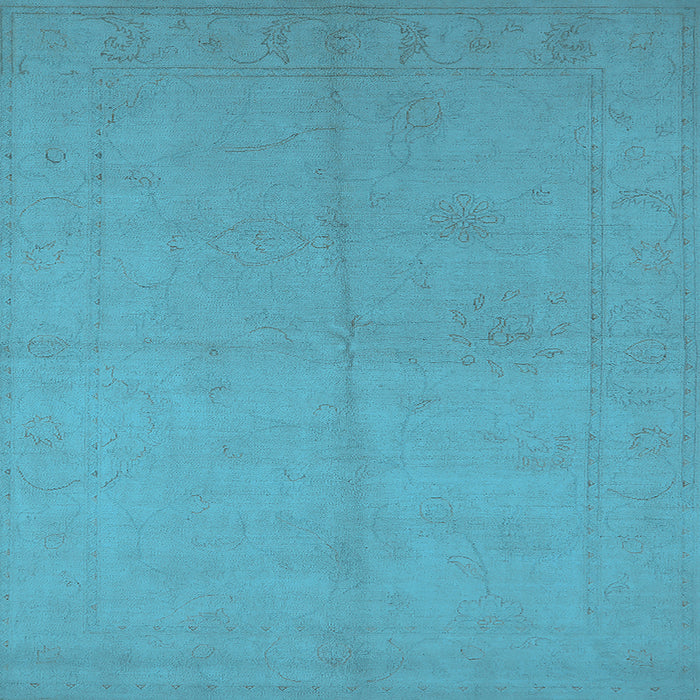 Square Machine Washable Oriental Light Blue Industrial Rug, wshurb1104lblu
