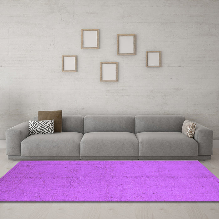 Machine Washable Oriental Purple Industrial Area Rugs in a Living Room, wshurb1104pur