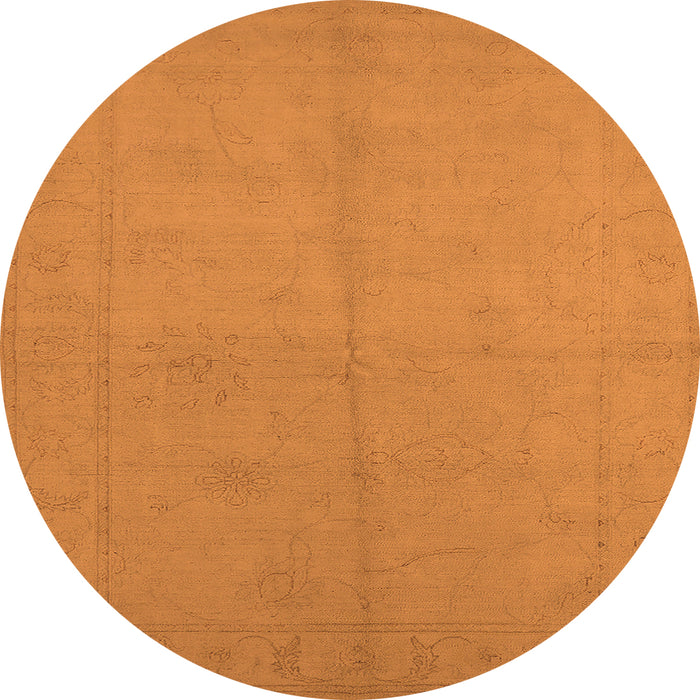 Round Machine Washable Oriental Orange Industrial Area Rugs, wshurb1104org