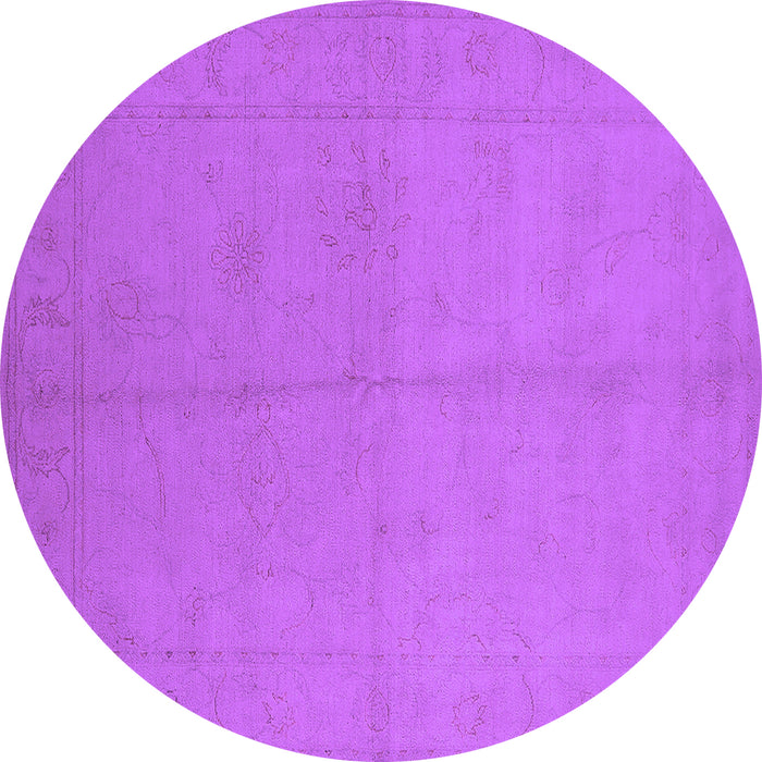Round Machine Washable Oriental Purple Industrial Area Rugs, wshurb1104pur