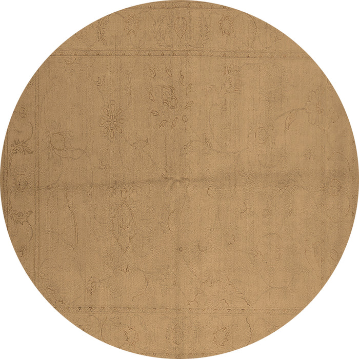Round Machine Washable Oriental Brown Industrial Rug, wshurb1104brn