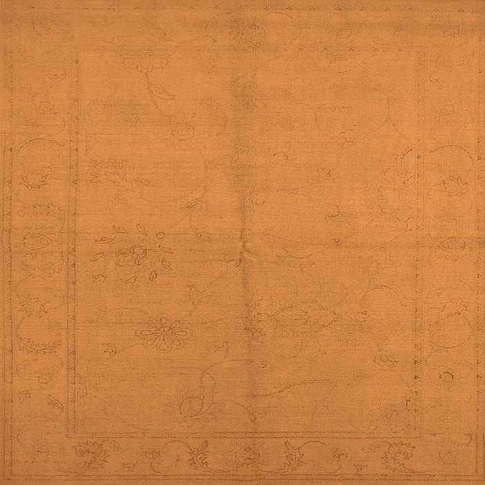 Square Machine Washable Oriental Orange Industrial Area Rugs, wshurb1104org