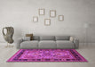 Machine Washable Oriental Pink Industrial Rug in a Living Room, wshurb1105pnk