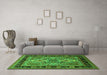 Machine Washable Oriental Green Industrial Area Rugs in a Living Room,, wshurb1105grn