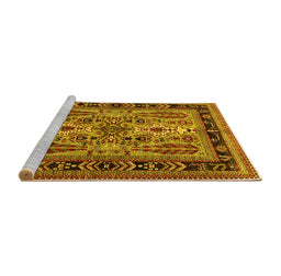 Sideview of Machine Washable Oriental Yellow Industrial Rug, wshurb1105yw