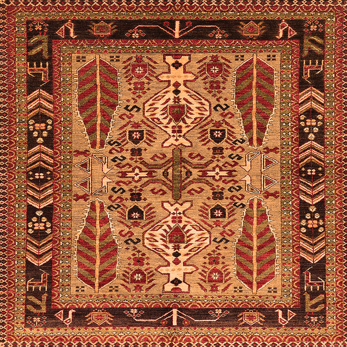 Square Oriental Orange Industrial Rug, urb1105org