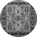 Round Oriental Gray Industrial Rug, urb1105gry