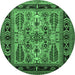 Round Machine Washable Oriental Emerald Green Industrial Area Rugs, wshurb1105emgrn