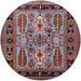 Round Machine Washable Industrial Modern Rosy Brown Pink Rug, wshurb1105