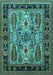 Machine Washable Oriental Turquoise Industrial Area Rugs, wshurb1105turq