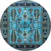 Round Oriental Light Blue Industrial Rug, urb1105lblu