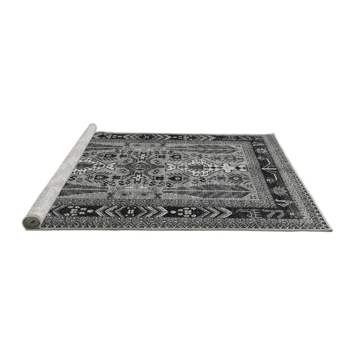 Sideview of Machine Washable Oriental Gray Industrial Rug, wshurb1105gry