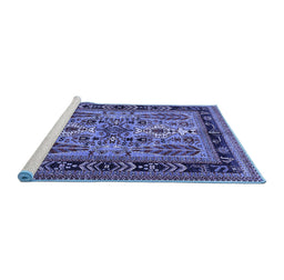 Sideview of Machine Washable Oriental Blue Industrial Rug, wshurb1105blu