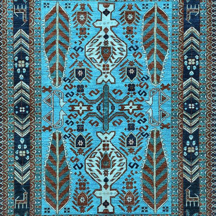 Machine Washable Oriental Light Blue Industrial Rug, wshurb1105lblu