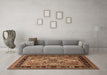 Machine Washable Oriental Brown Industrial Rug in a Living Room,, wshurb1105brn