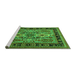Sideview of Machine Washable Oriental Green Industrial Area Rugs, wshurb1105grn