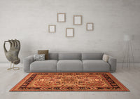 Machine Washable Oriental Orange Industrial Rug, wshurb1105org