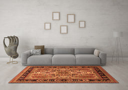 Machine Washable Oriental Orange Industrial Area Rugs in a Living Room, wshurb1105org