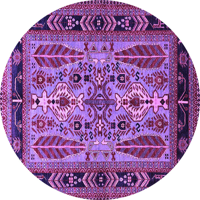 Round Oriental Purple Industrial Rug, urb1105pur