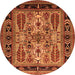 Round Oriental Orange Industrial Rug, urb1105org