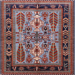 Square Mid-Century Modern Rosy Brown Pink Oriental Rug, urb1105