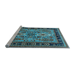 Sideview of Machine Washable Oriental Light Blue Industrial Rug, wshurb1105lblu