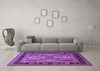 Machine Washable Oriental Purple Industrial Rug, wshurb1105pur