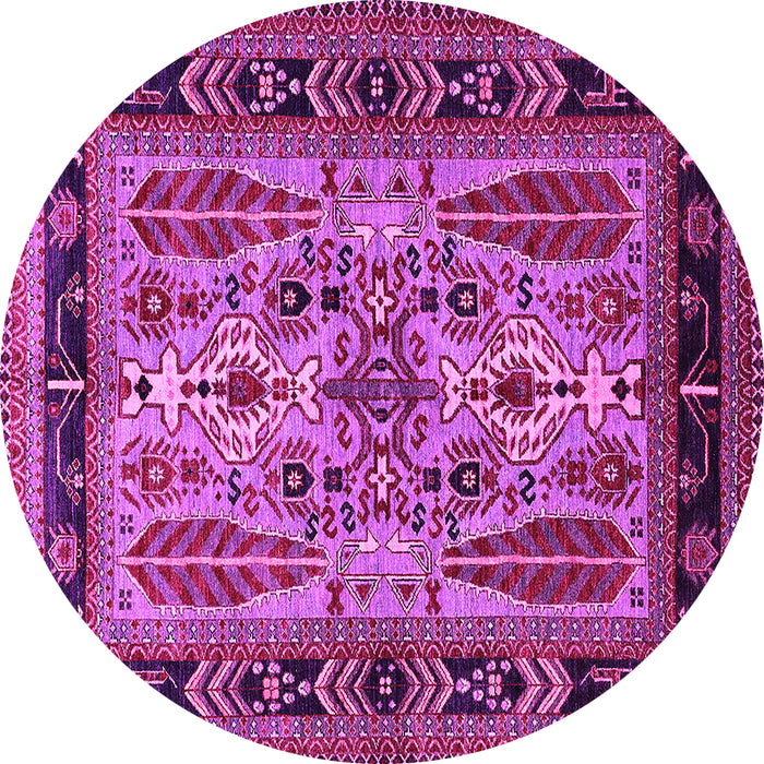 Round Machine Washable Oriental Pink Industrial Rug, wshurb1105pnk