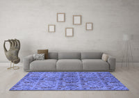 Machine Washable Oriental Blue Industrial Rug, wshurb1106blu