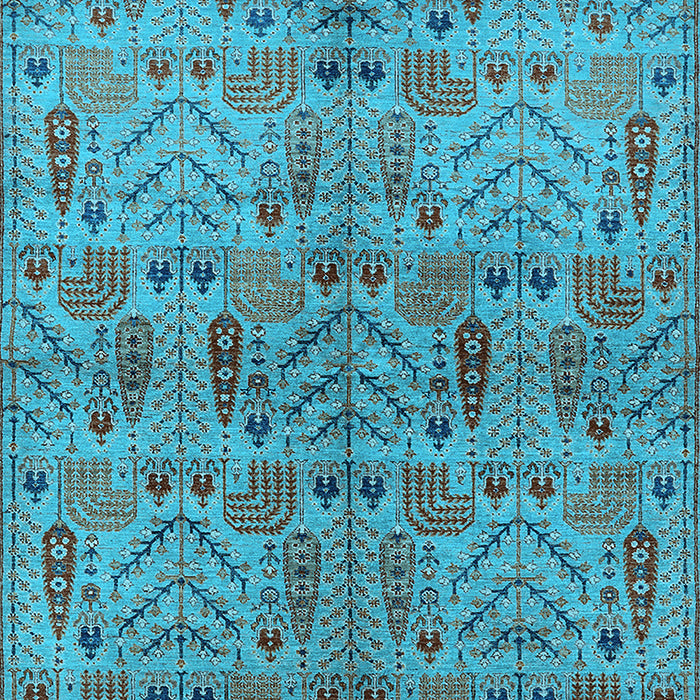Machine Washable Oriental Light Blue Industrial Rug, wshurb1106lblu