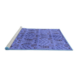 Sideview of Machine Washable Oriental Blue Industrial Rug, wshurb1106blu