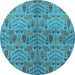 Round Oriental Light Blue Industrial Rug, urb1106lblu