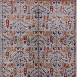 Square Machine Washable Industrial Modern Chestnut Brown Rug, wshurb1106