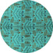 Round Oriental Turquoise Industrial Rug, urb1106turq