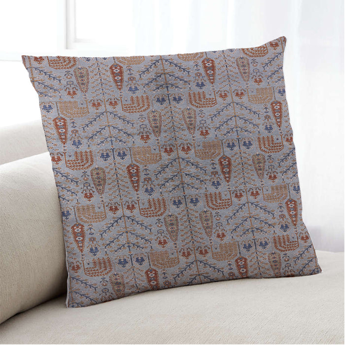 Lifestyle Image of Mid-Century Modern Urban Square Chestnut Brown Throw Pillow, 18 inch by 18 inch, pwurb1106