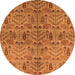 Round Oriental Orange Industrial Rug, urb1106org